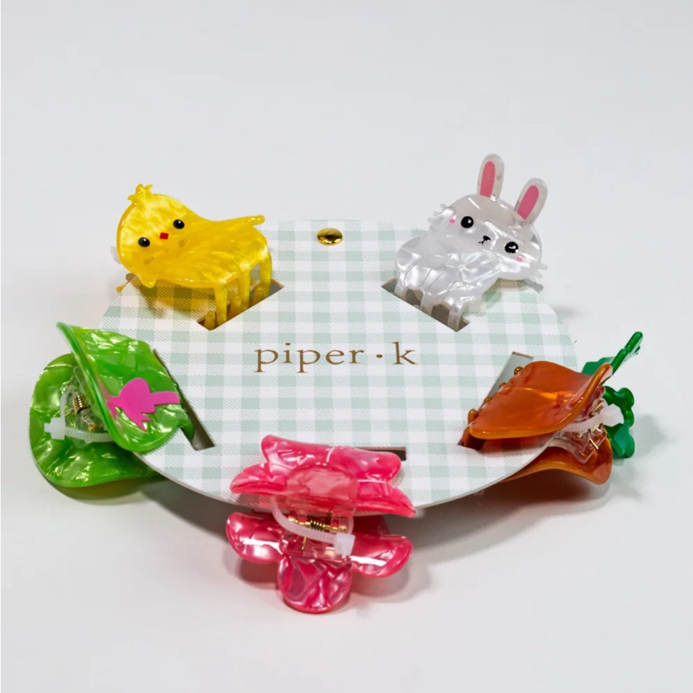 NWT 🐰🐣🌸🥕Piper K Easter Hair Claws Clips set of 5 - Picture 3 of 13